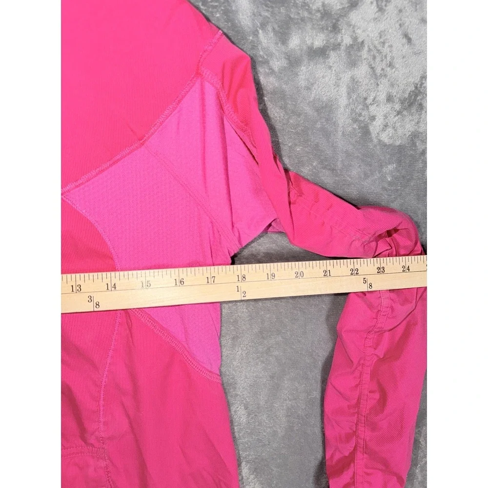 Lululemon Womens Windbreaker Pullover Jacket 8 Hot Pink Hooded Quarter Zip